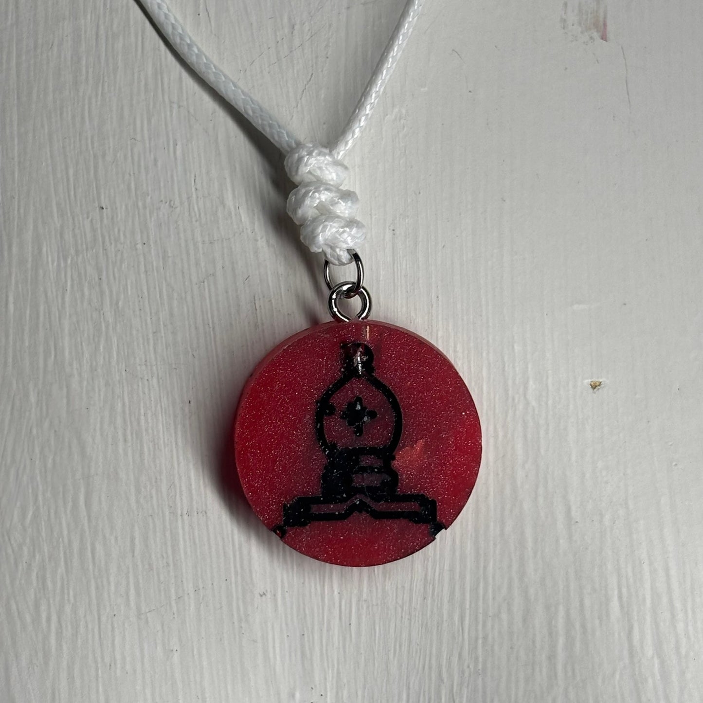 Red Bishop - Handmade Resin Chess Necklace