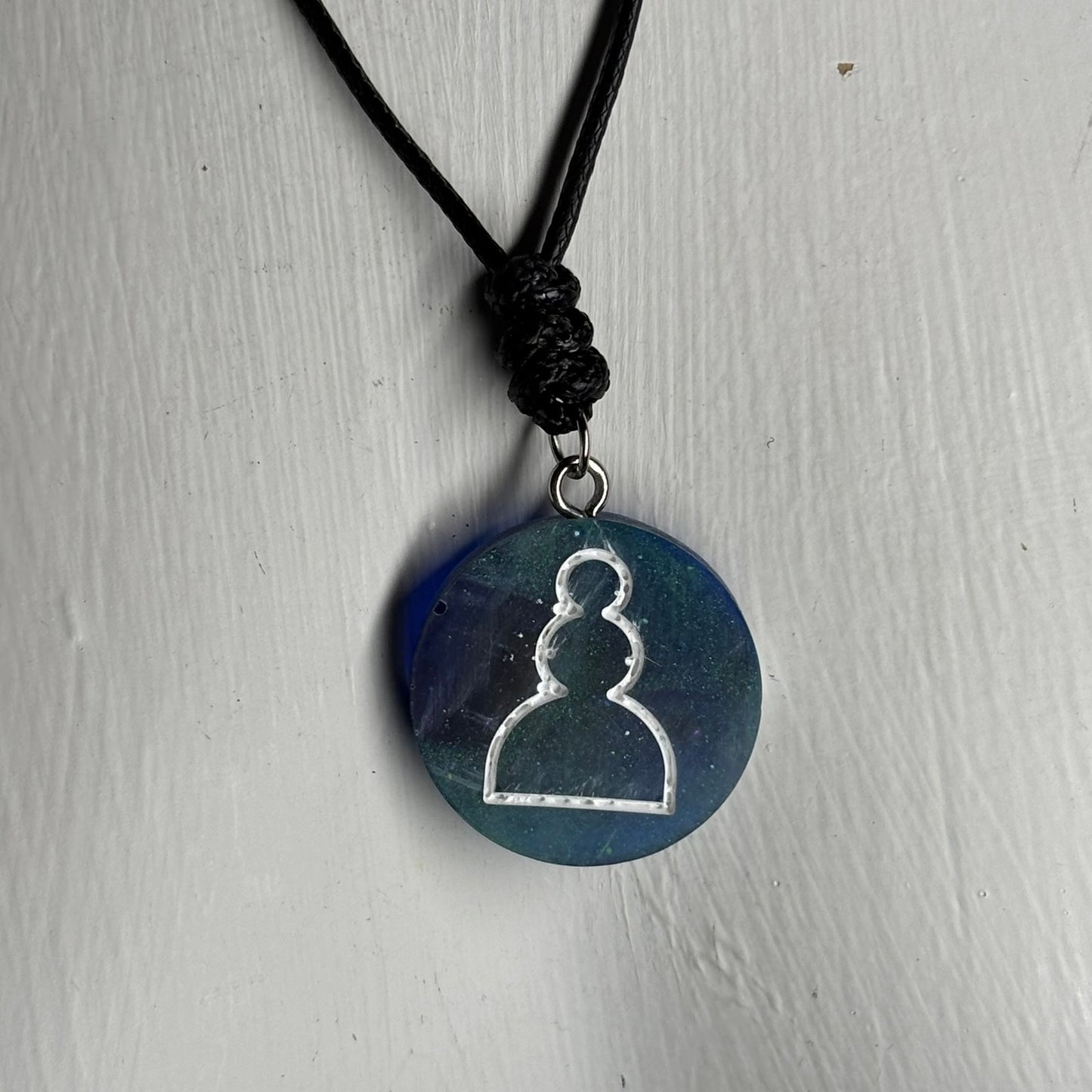Dark Sea Blue Pawn - Handmade Resin Chess Necklace