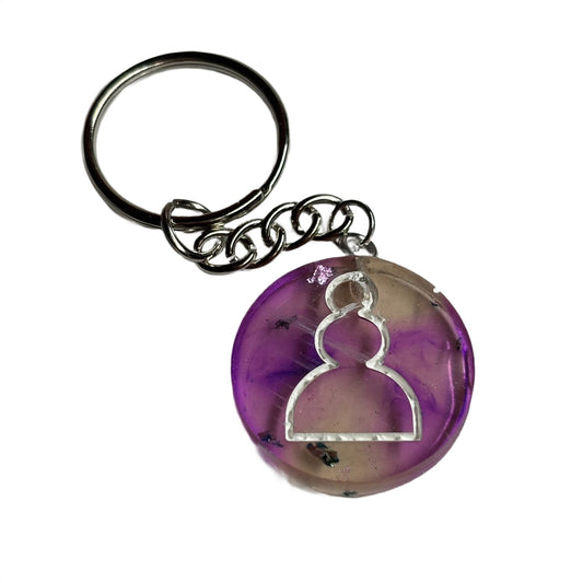 Clear Purple Swirl Pawn - Handmade Resin Keychain