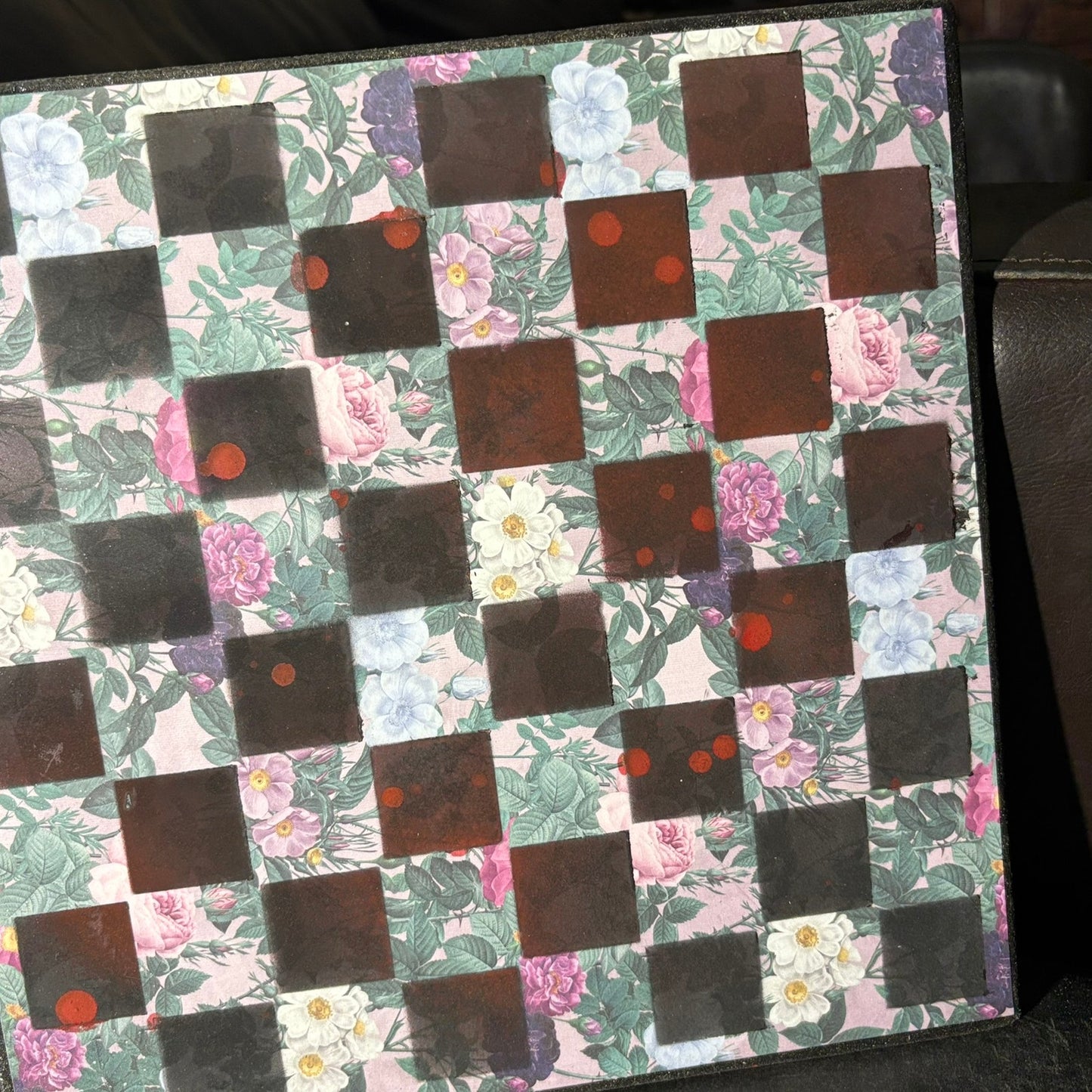 Vintage Flowers - Scrapbook Chess Board