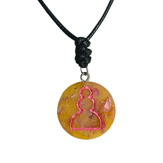 Yellow Crystal Pawn - Handmade Resin Chess Necklace