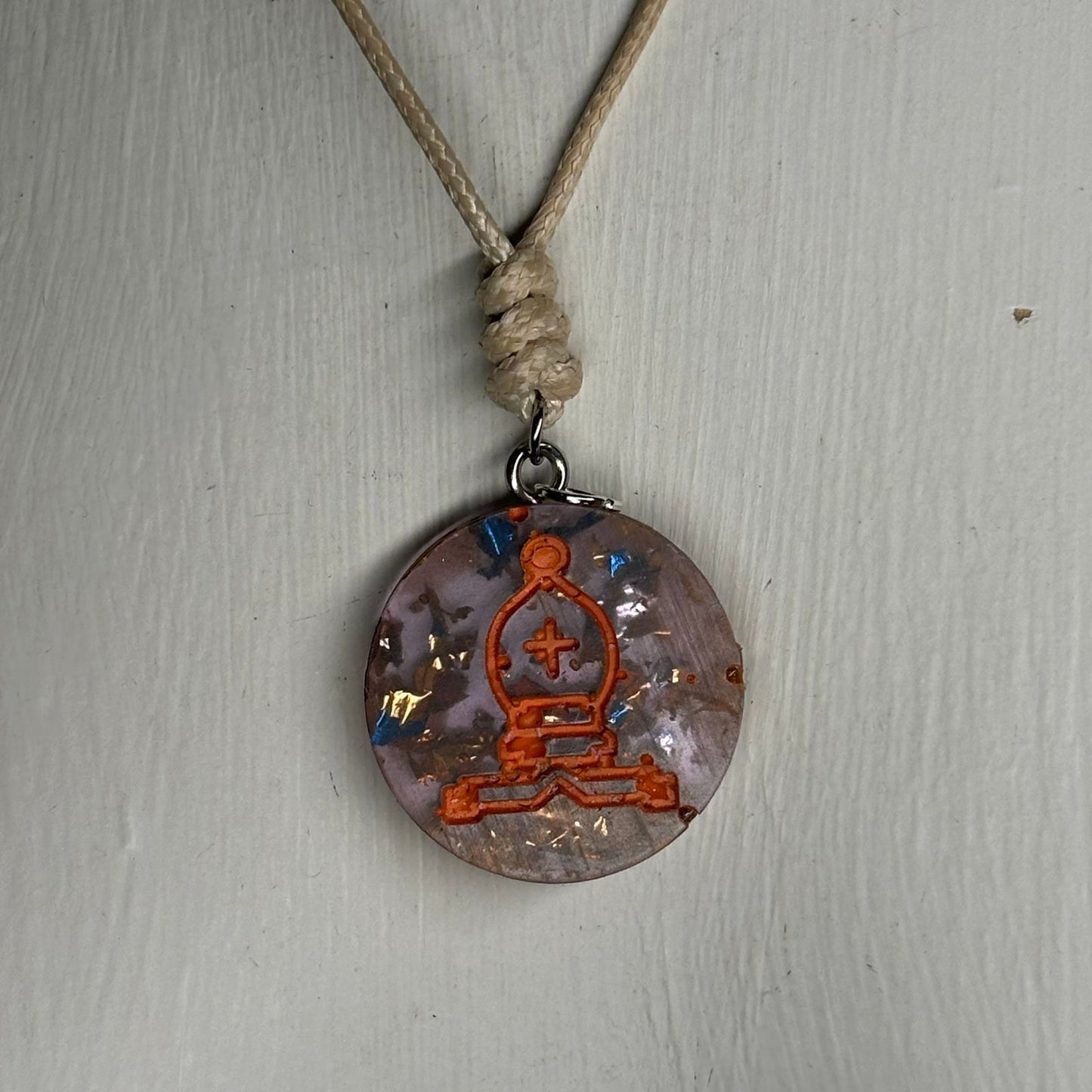 Crystal Vintage Bishop - Handmade Resin Chess Necklace