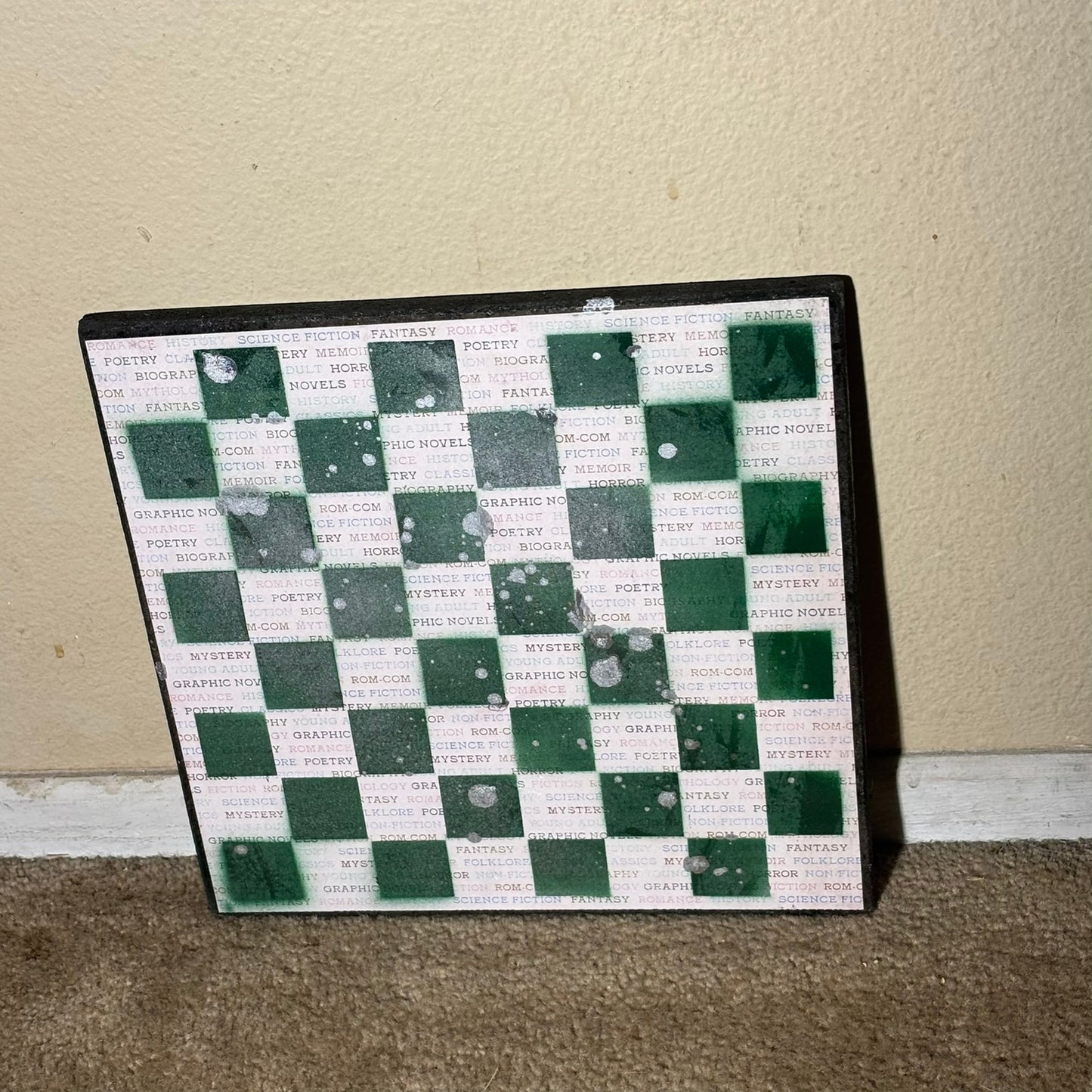 Green Wording - Scrapbook Chess Board