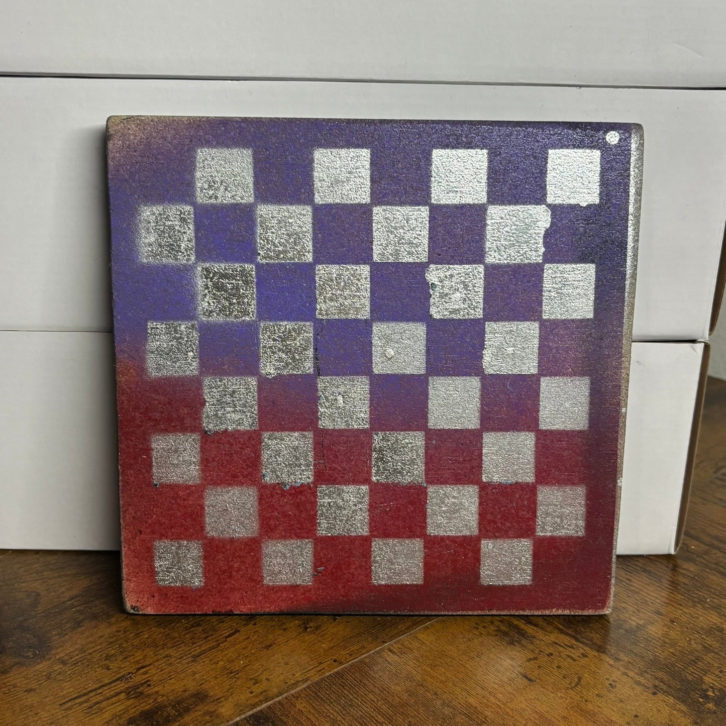 Red & Purple Chrome - Painted Double Sided Chess Board