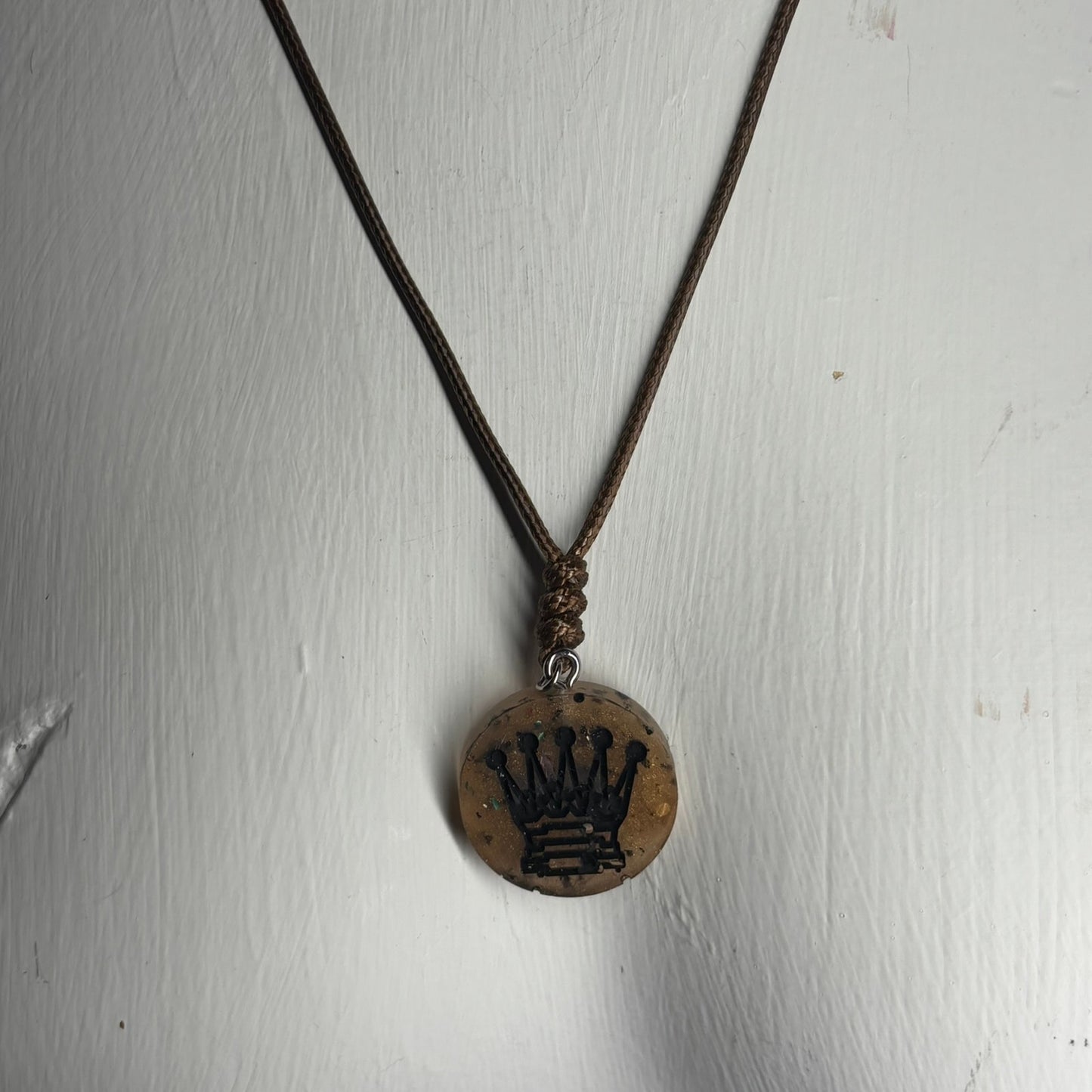 Brown Royal Queen - Handmade Resin Chess Necklace