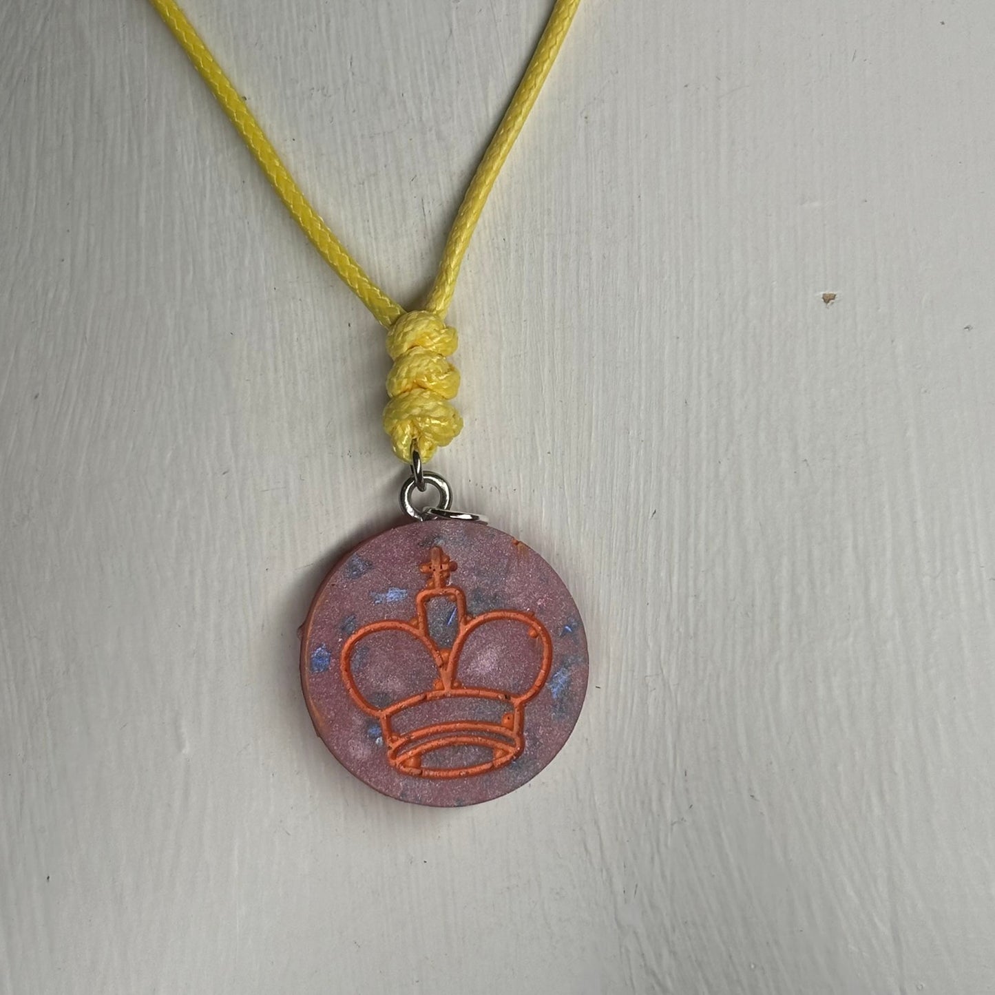 Purple Orange King - Handmade Resin Chess Necklace