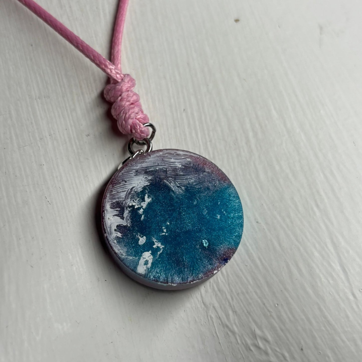 Purple & Blue Pawn - Handmade Resin Chess Necklace