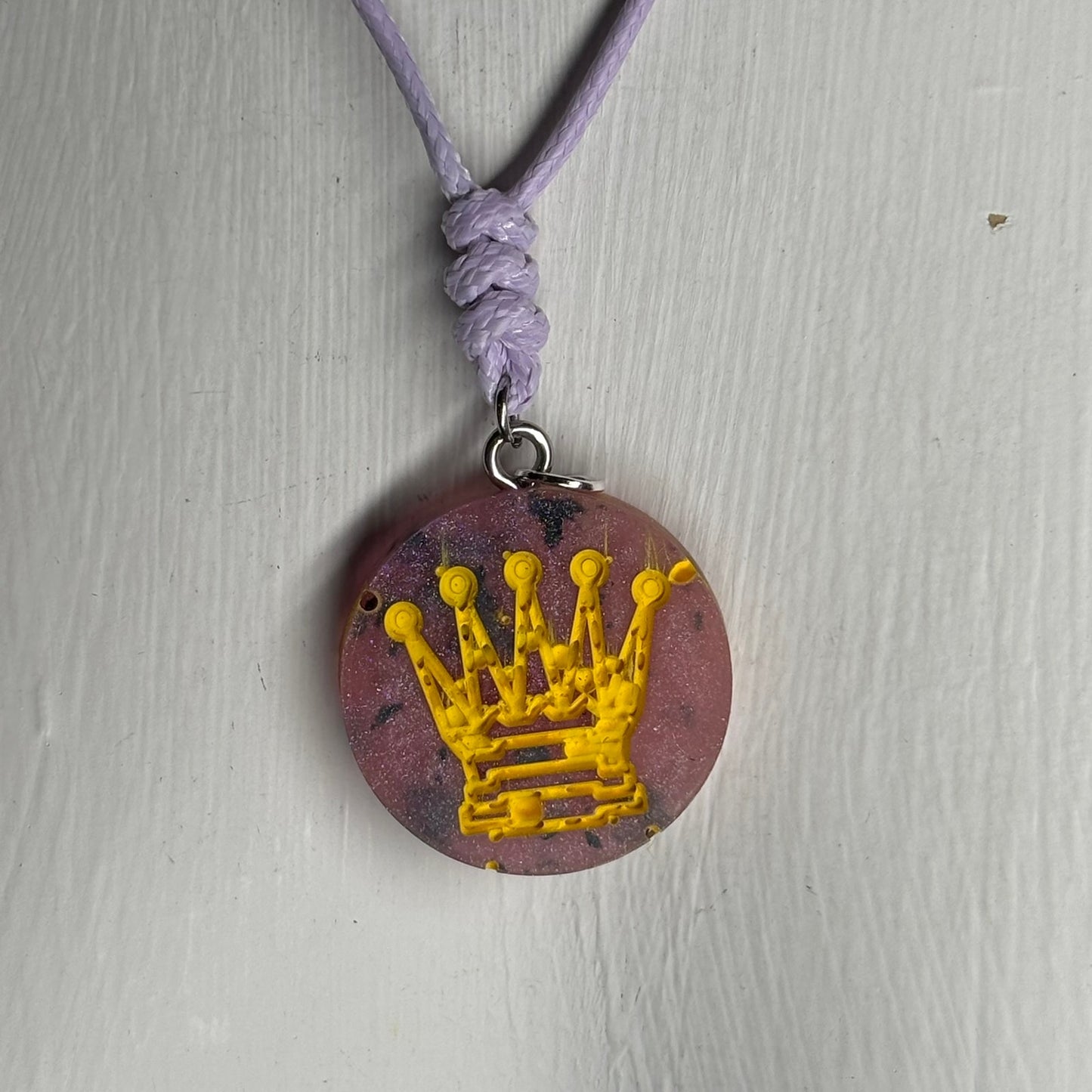 Purple Patterned Queen - Handmade Resin Chess Necklace