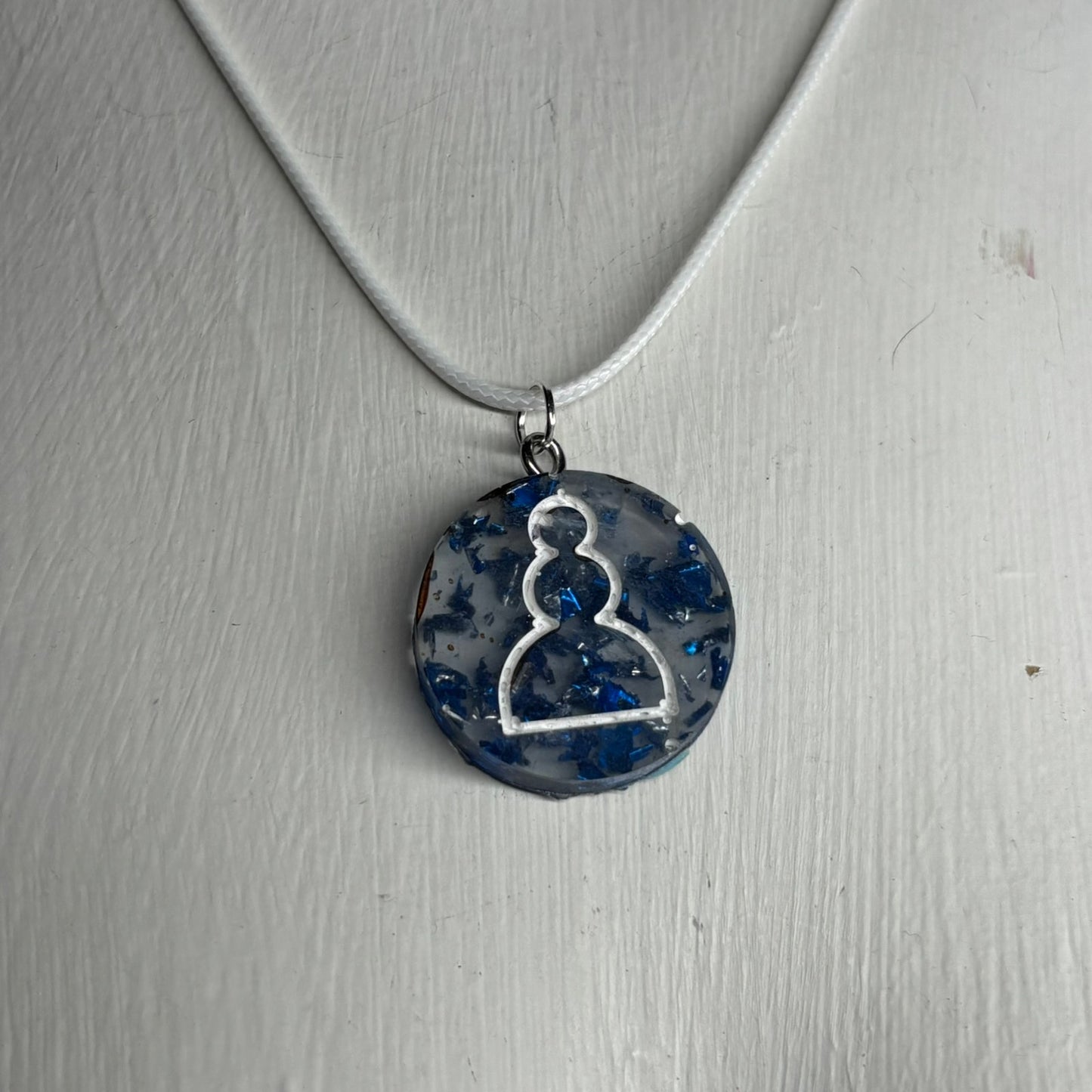 Vintage Royal Blue Pawn - Handmade Resin Chess Necklace