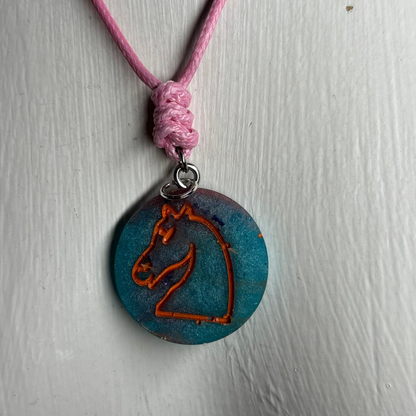 Blue Knight - Handmade Resin Chess Necklace