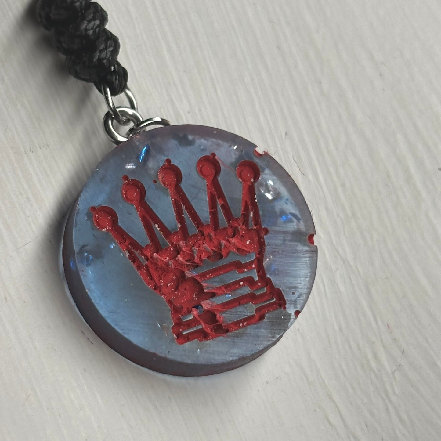 Hazel Blue Queen - Handmade Resin Chess Necklace