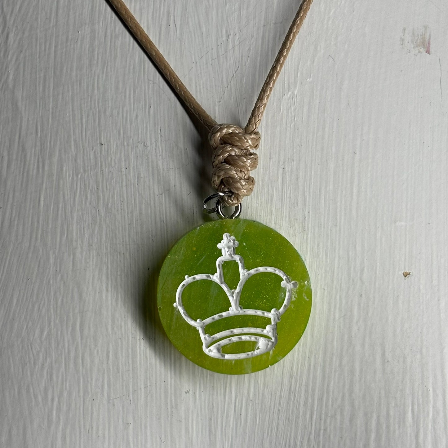 Lime Green King - Handmade Resin Chess Necklace