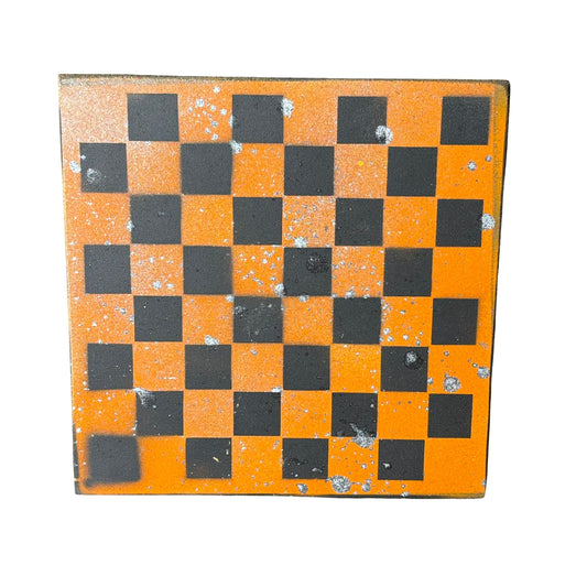 Orange & Black - Painted Chess Board