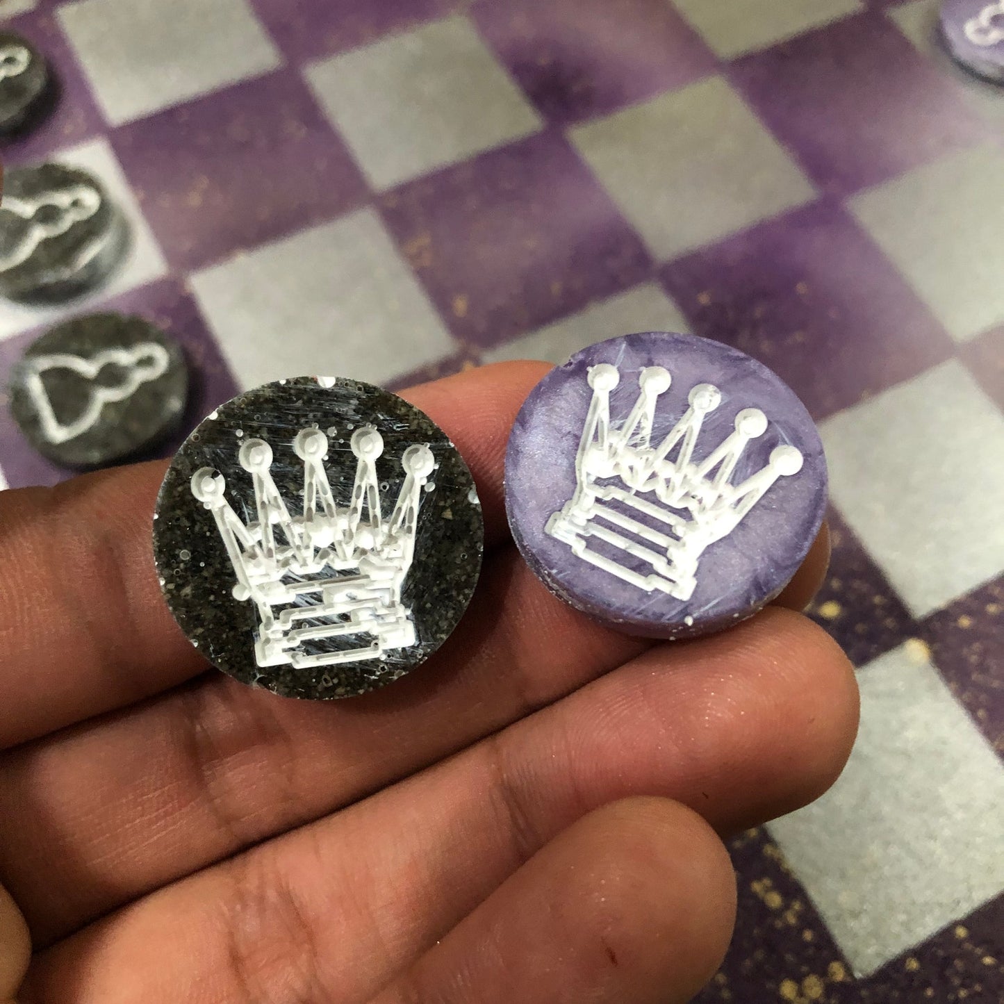 Purple Chrome Space- Painted Chess Set
