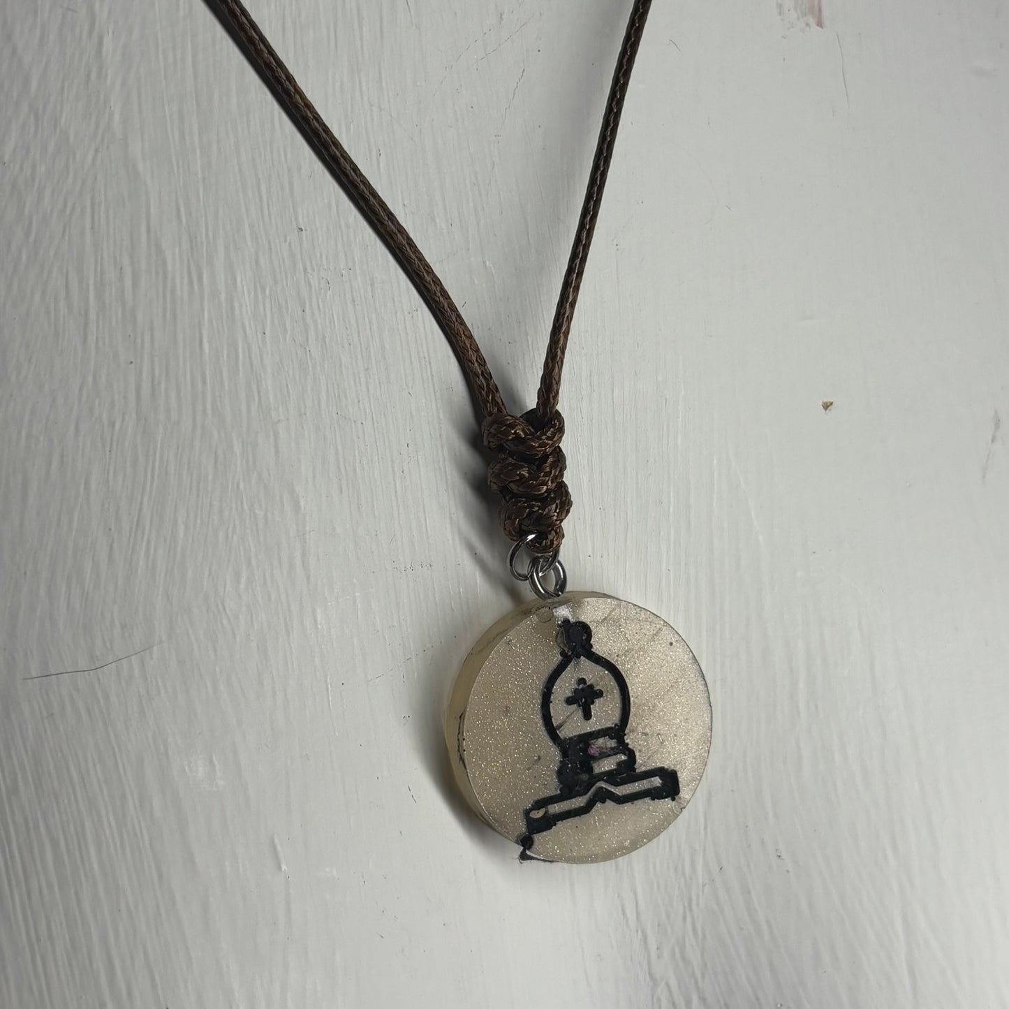 Cream Bishop - Handmade Resin Chess Necklace