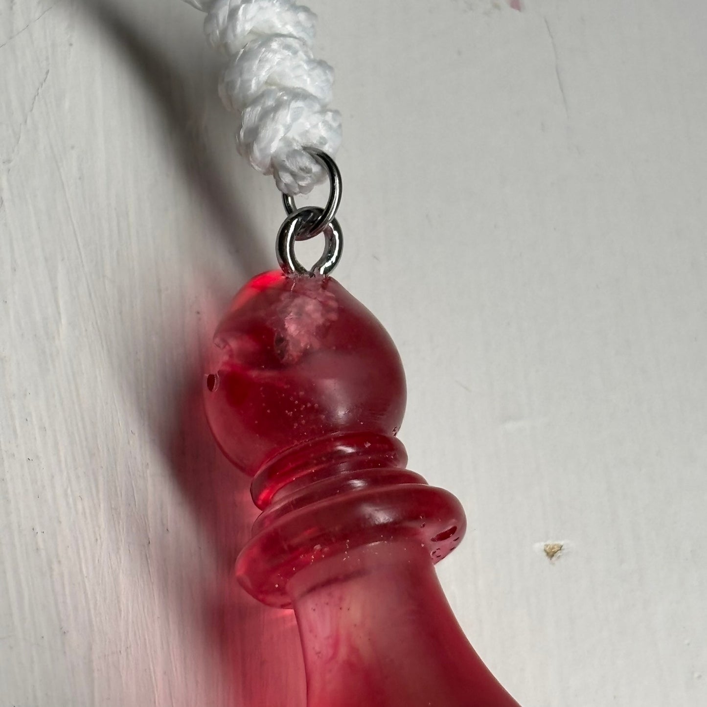 Translucent Red Bishop - Handmade Resin Chess Necklace