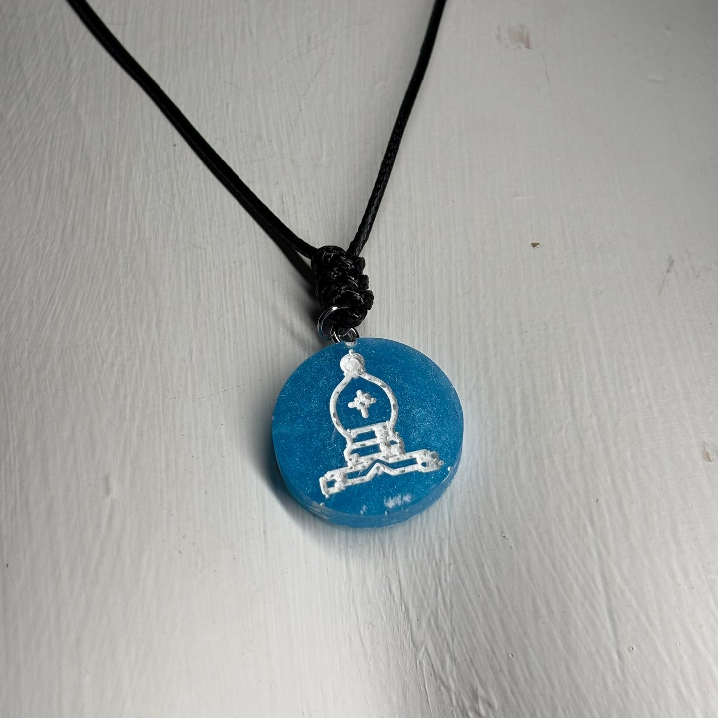 Blue Bishop - Handmade Resin Chess Necklace