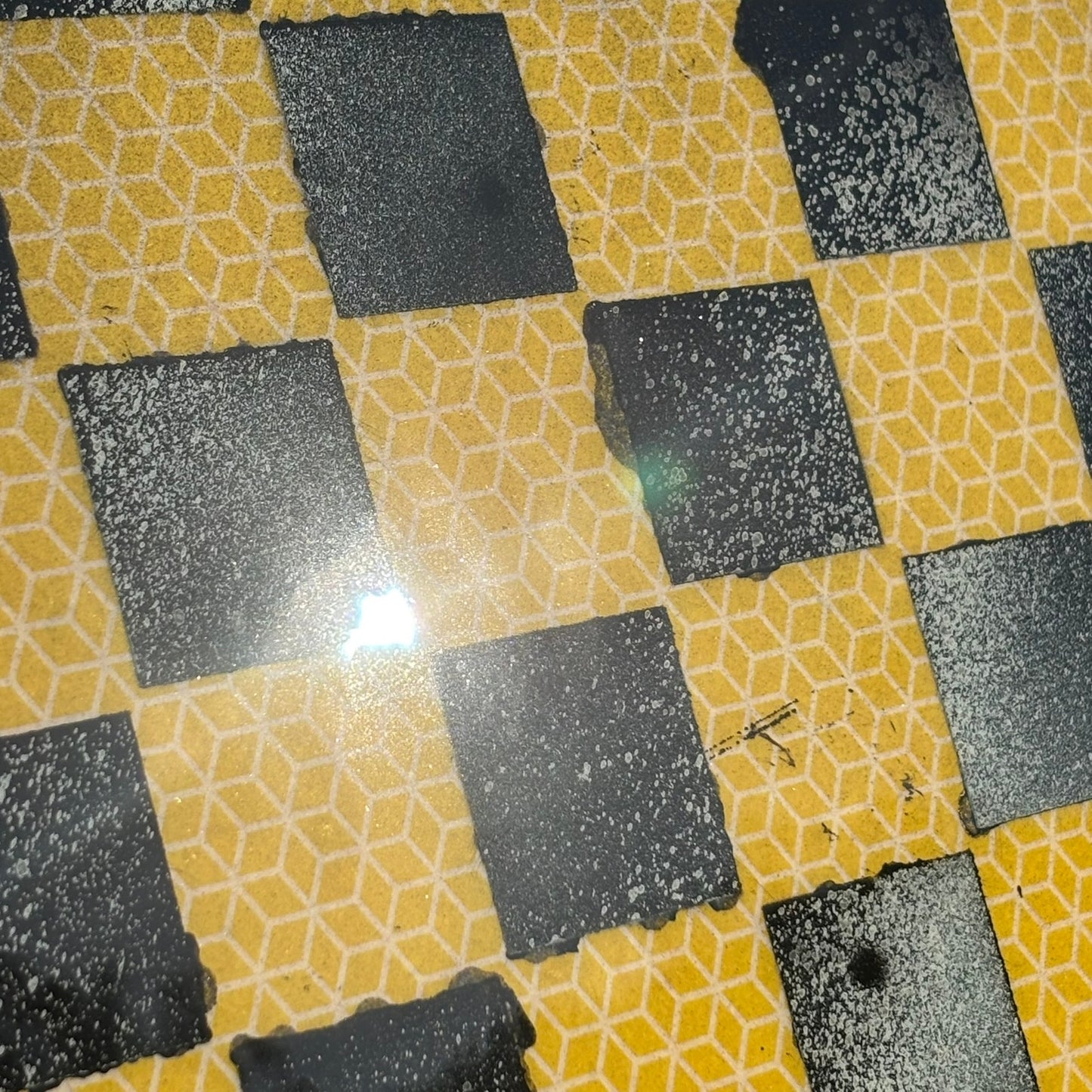 Yellow Hex - Resin Coated Chess Board