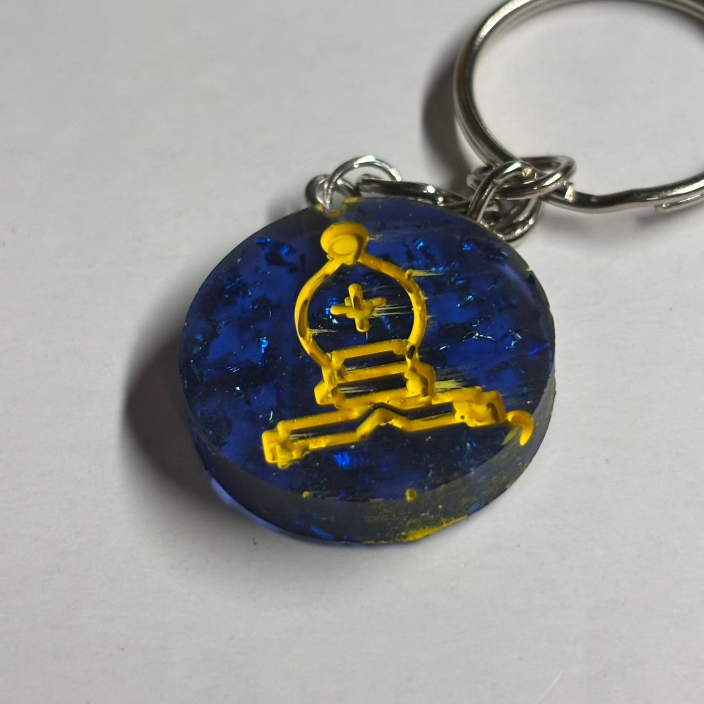 Blue Yellow Bishop - Handmade Resin Keychain