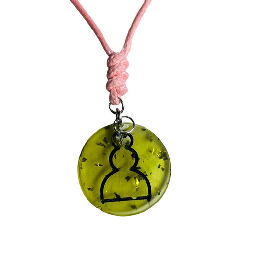 Green Crystal Pawn - Handmade Resin Chess Necklace