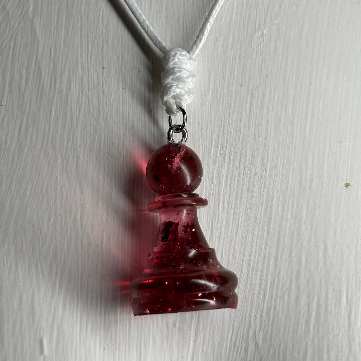 Red Crystal Pawn - Handmade Resin Chess Necklace