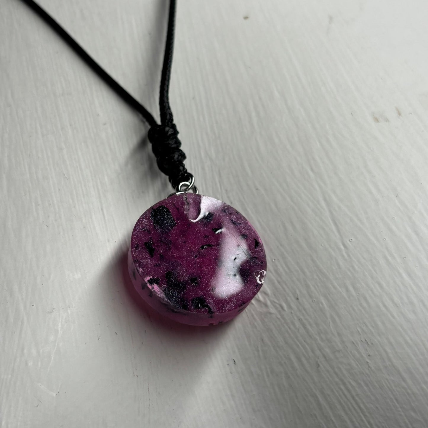 Pink Print Bishop - Handmade Resin Chess Necklace