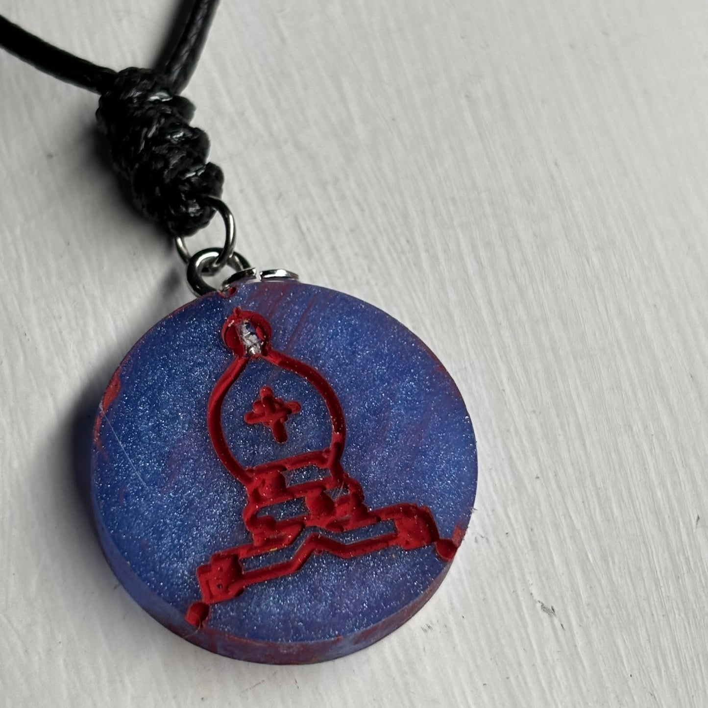 Purple/Blue Bishop - Handmade Resin Chess Necklace