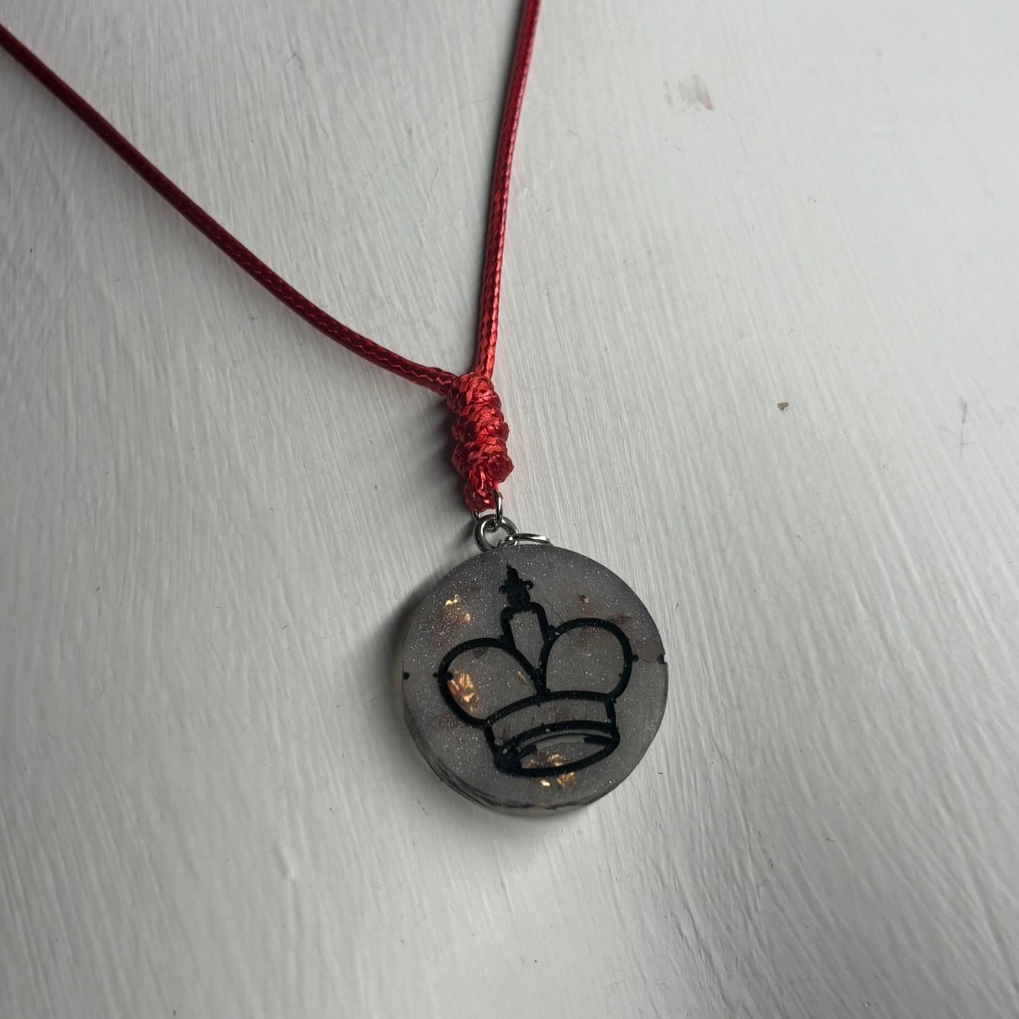 Royal Silver King - Handmade Resin Chess Necklace