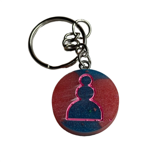 Pink Pawn Swirl - Handmade Resin Keychain - Flat Edition