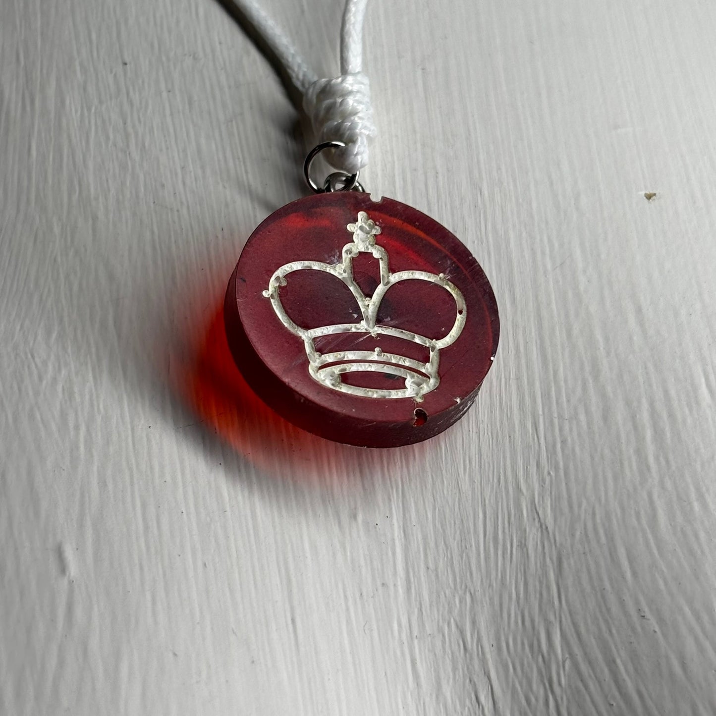 Translucent Red King - Handmade Resin Chess Necklace