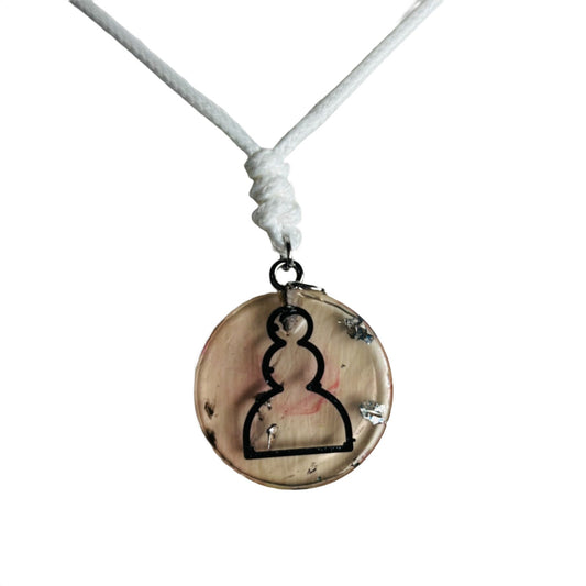 Transparent Champagne Pawn - Handmade Resin Chess Necklace