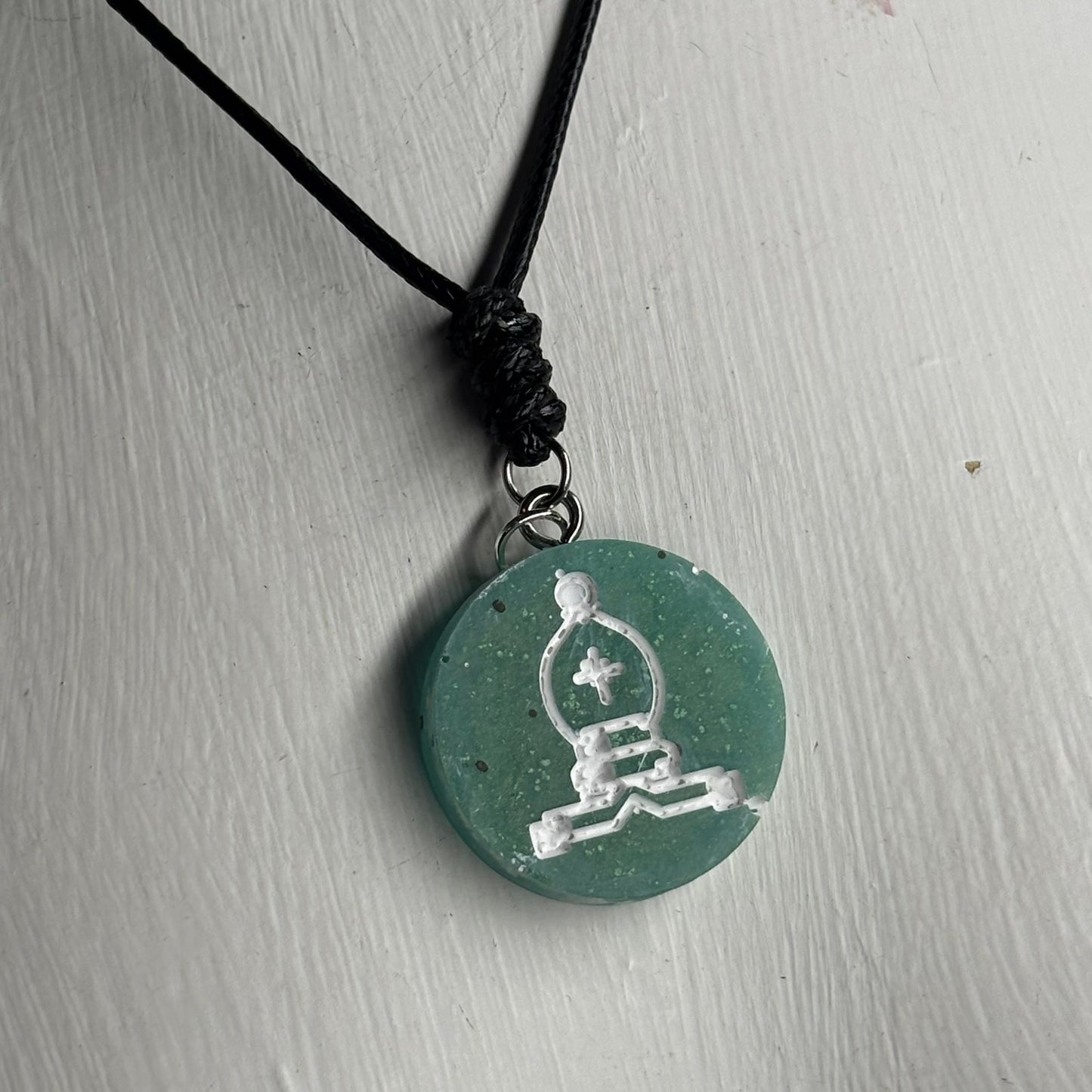 Mint Green bishop - Handmade Resin Chess Necklace