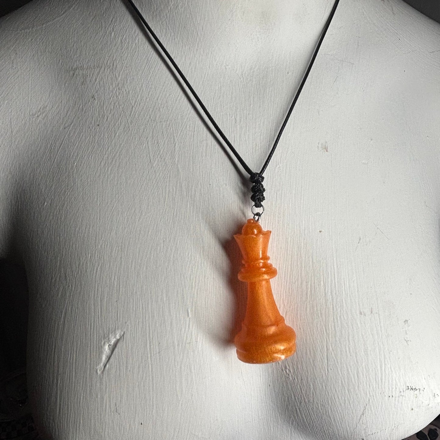Orange Queen - Handmade Resin Chess Necklace