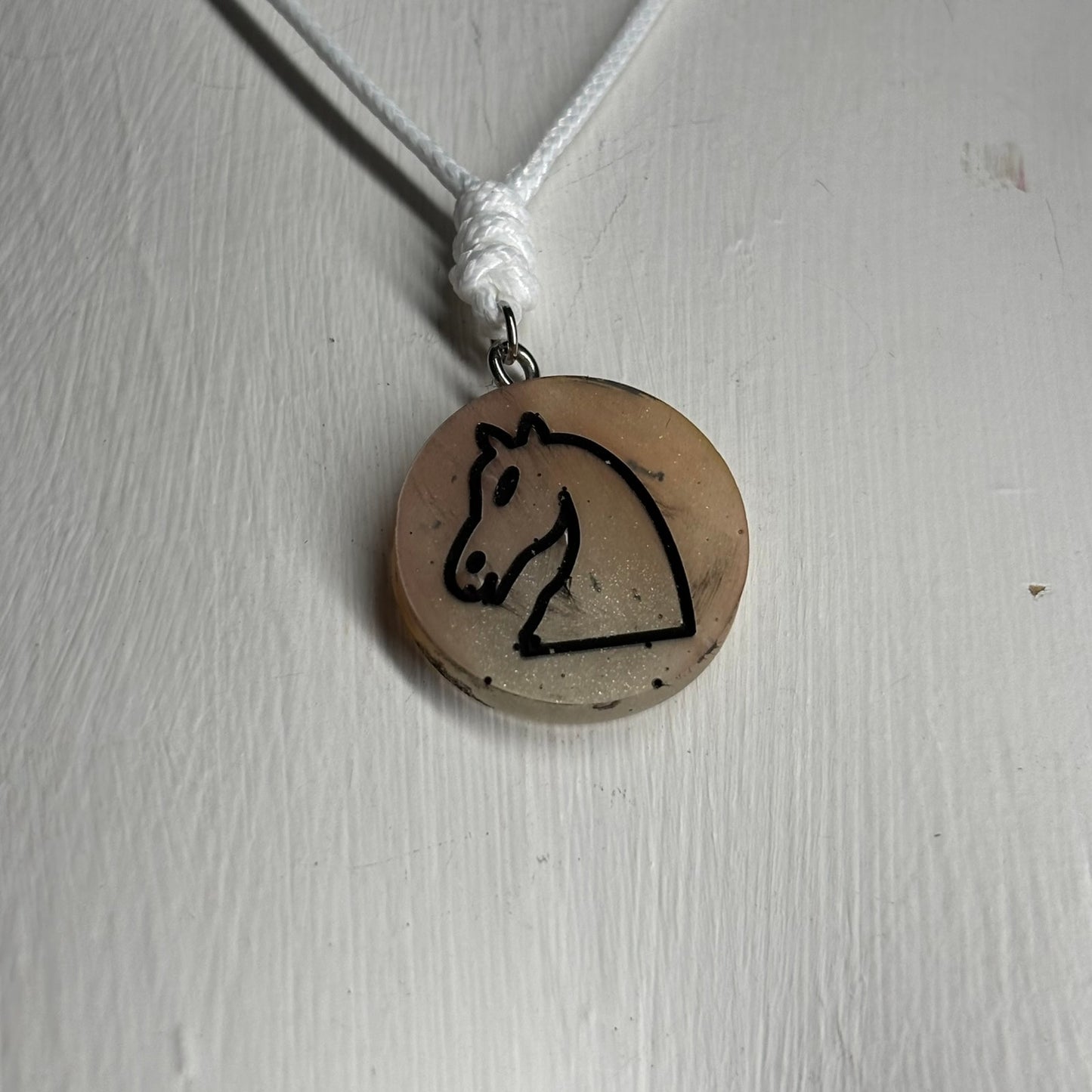 Cream Orange Knight - Handmade Resin Chess Necklace