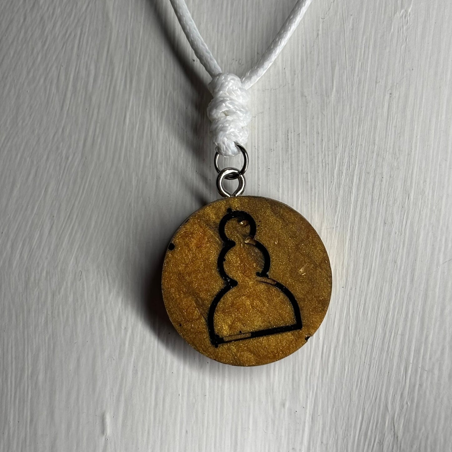 Dark Yellow Pawn - Handmade Resin Chess Necklace