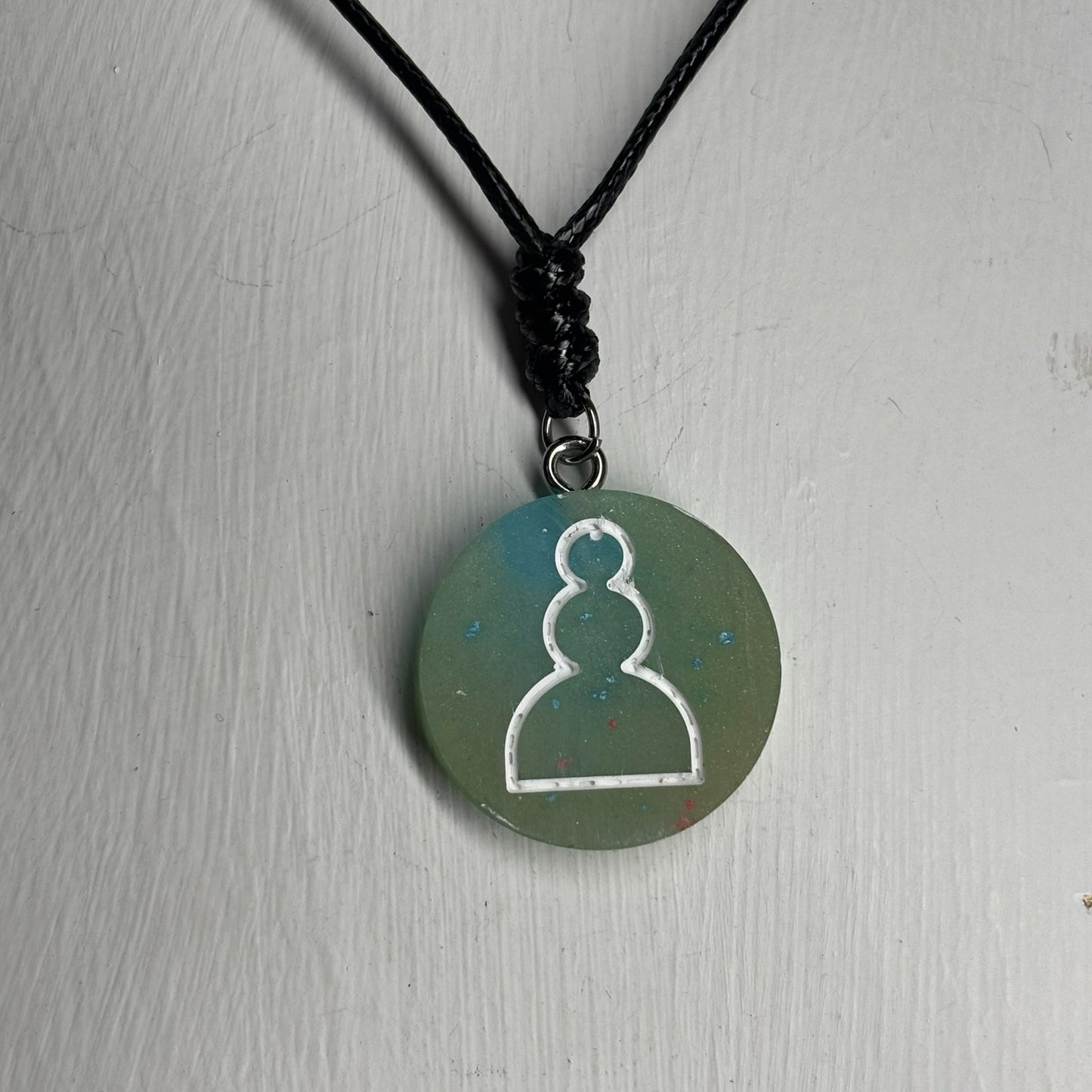 Blush Green Pawn - Handmade Resin Chess Necklace