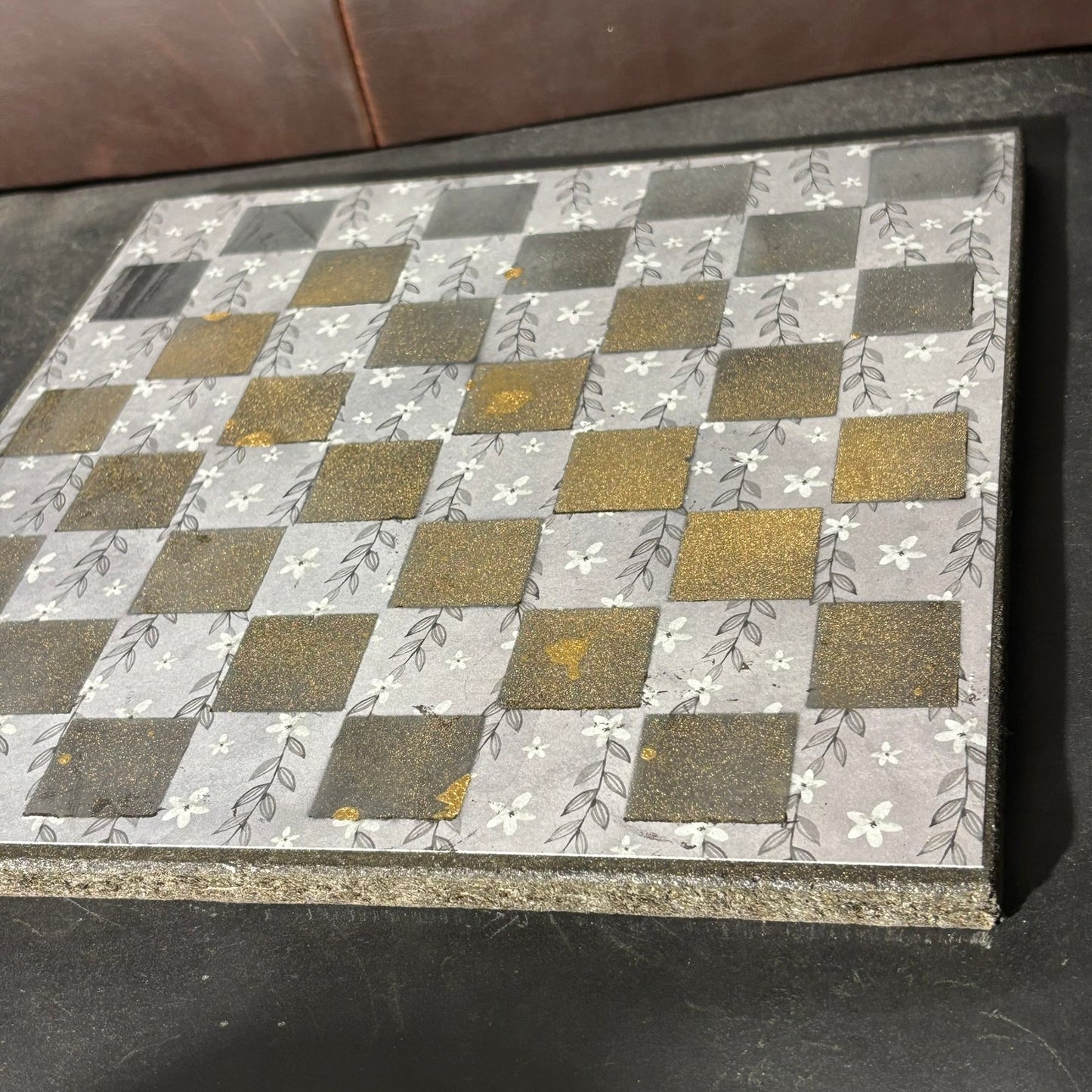 Golden Gray & Black - Scrapbook Chess Board
