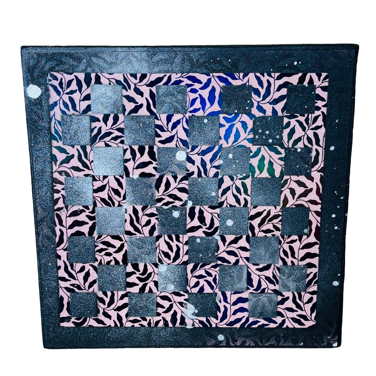 Peach Black Flowers - Scrapbook Chess Board