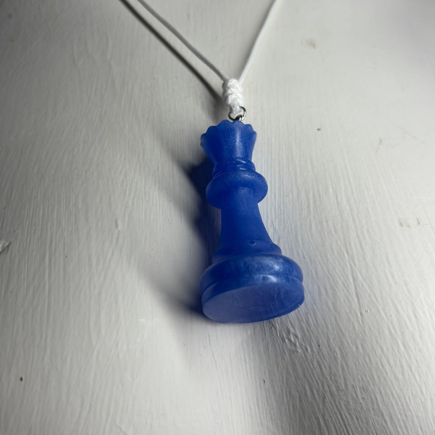 Blue Queen - Handmade Resin Chess Necklace