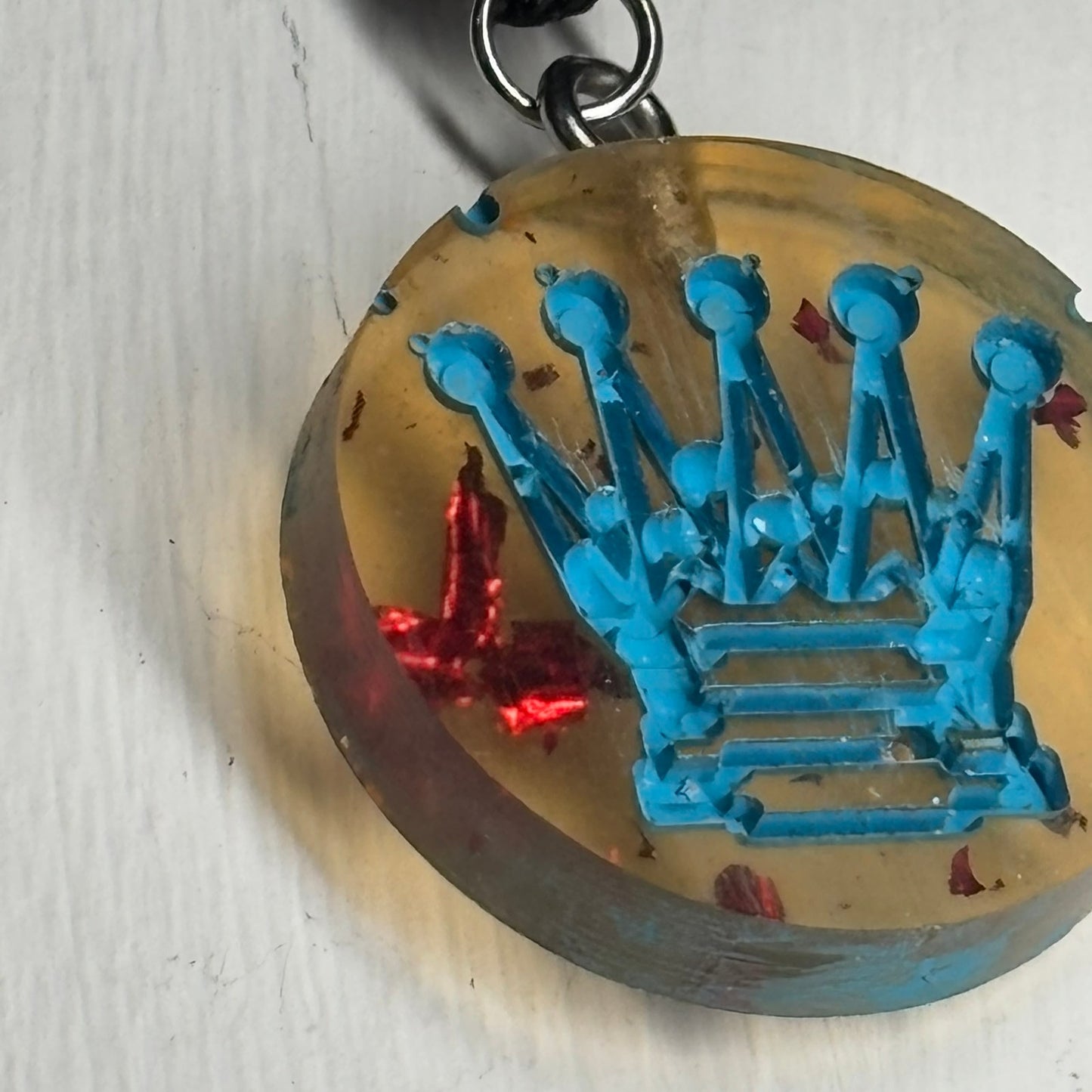 Blue Print Queen - Handmade Resin Chess Necklace