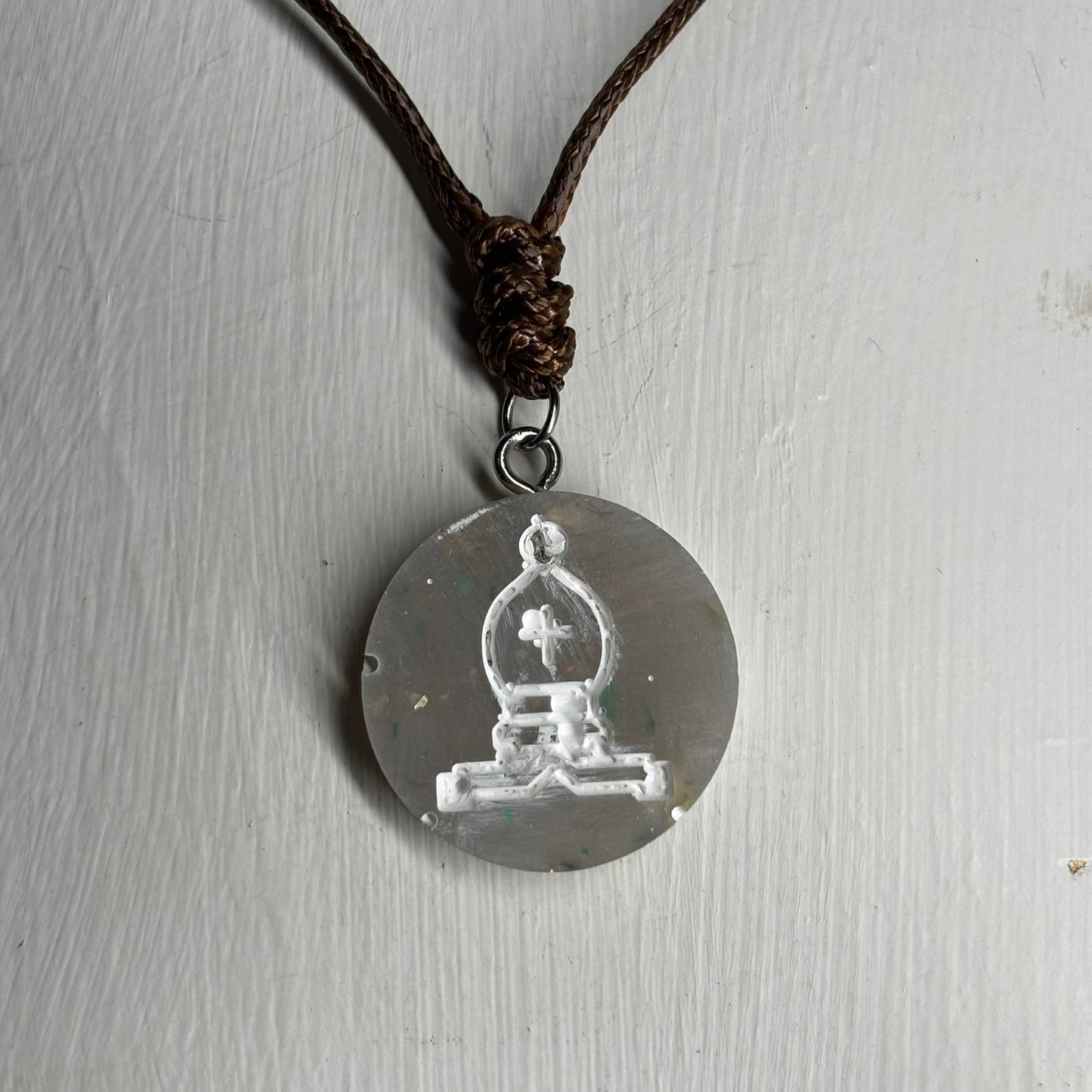 Crystal White Bishop - Handmade Resin Chess Necklace