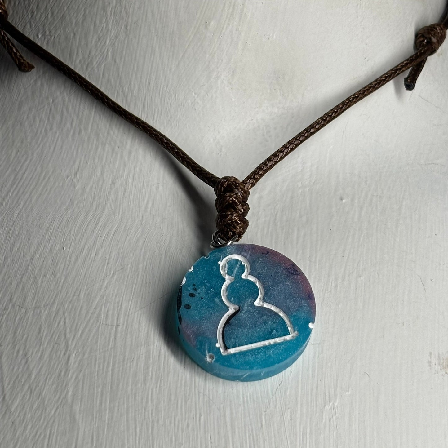 Vintage Ice Pawn - Handmade Resin Chess Necklace