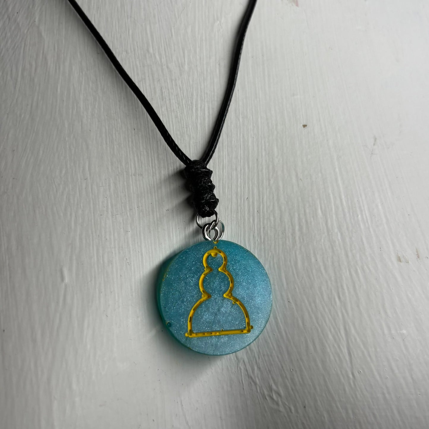 Ambient Blue Pawn - Handmade Resin Chess Necklace