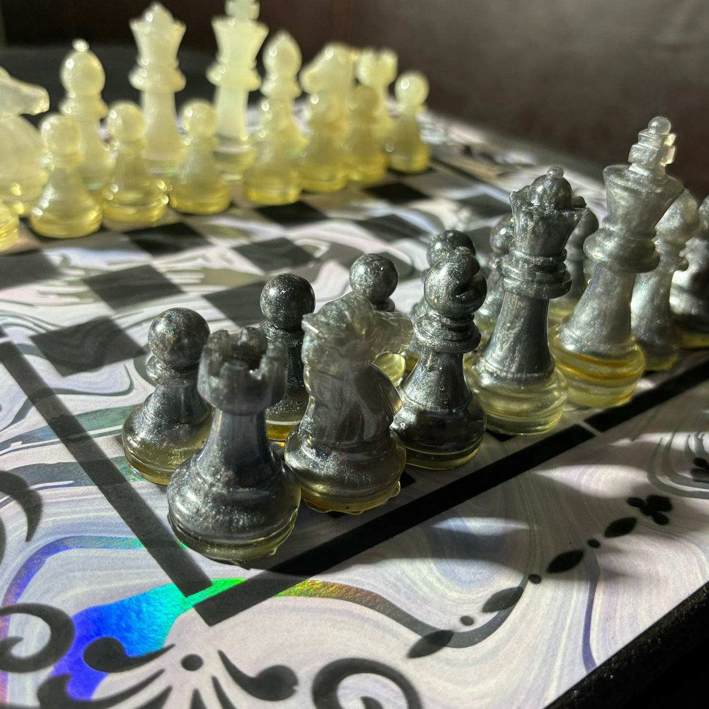 Chrome Shine Pattern - Scrapbook Chess Set