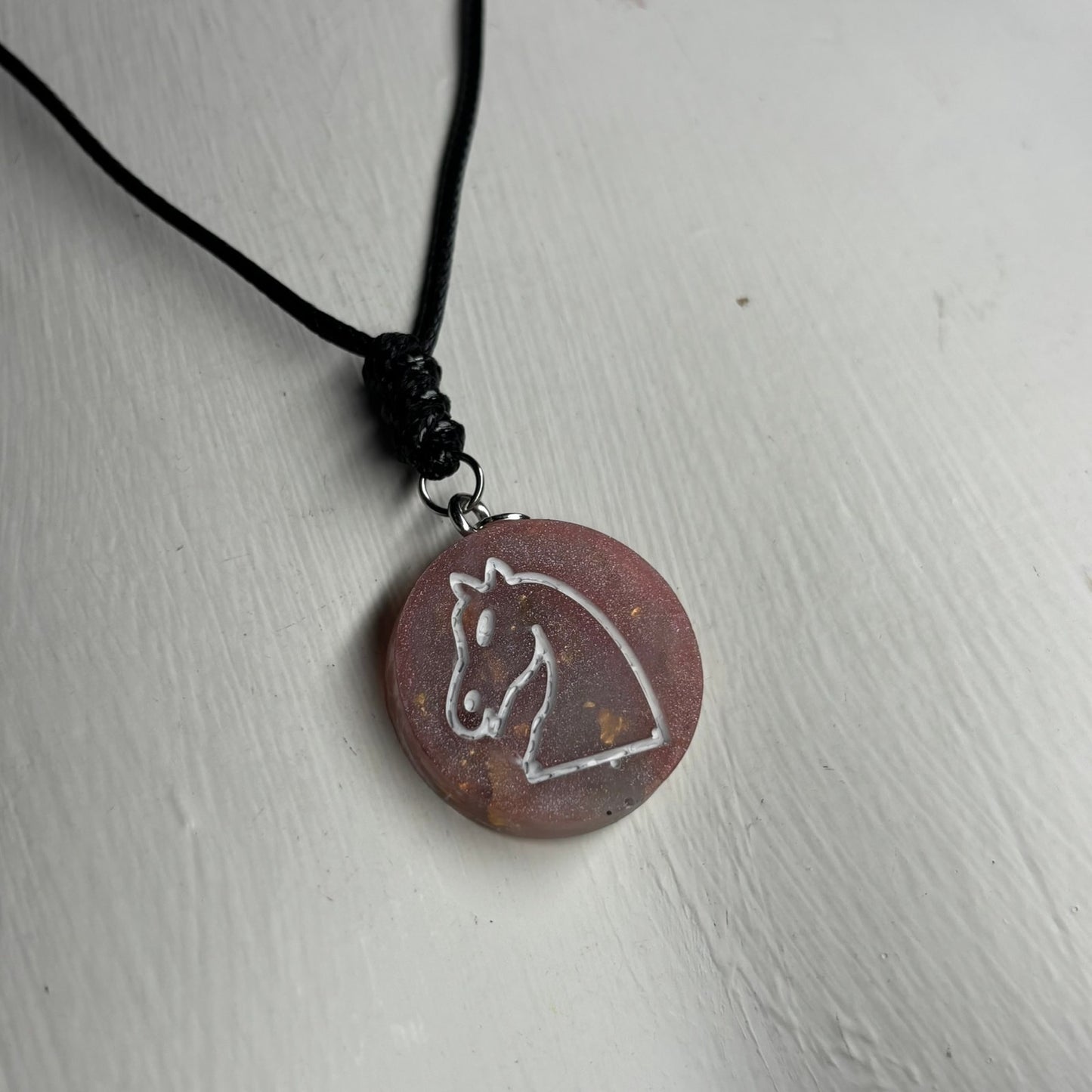 Classic Pink Knight - Handmade Resin Chess Necklace