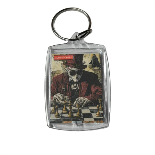 Mystery Cool Man - Sunset Chess Photo Keychain