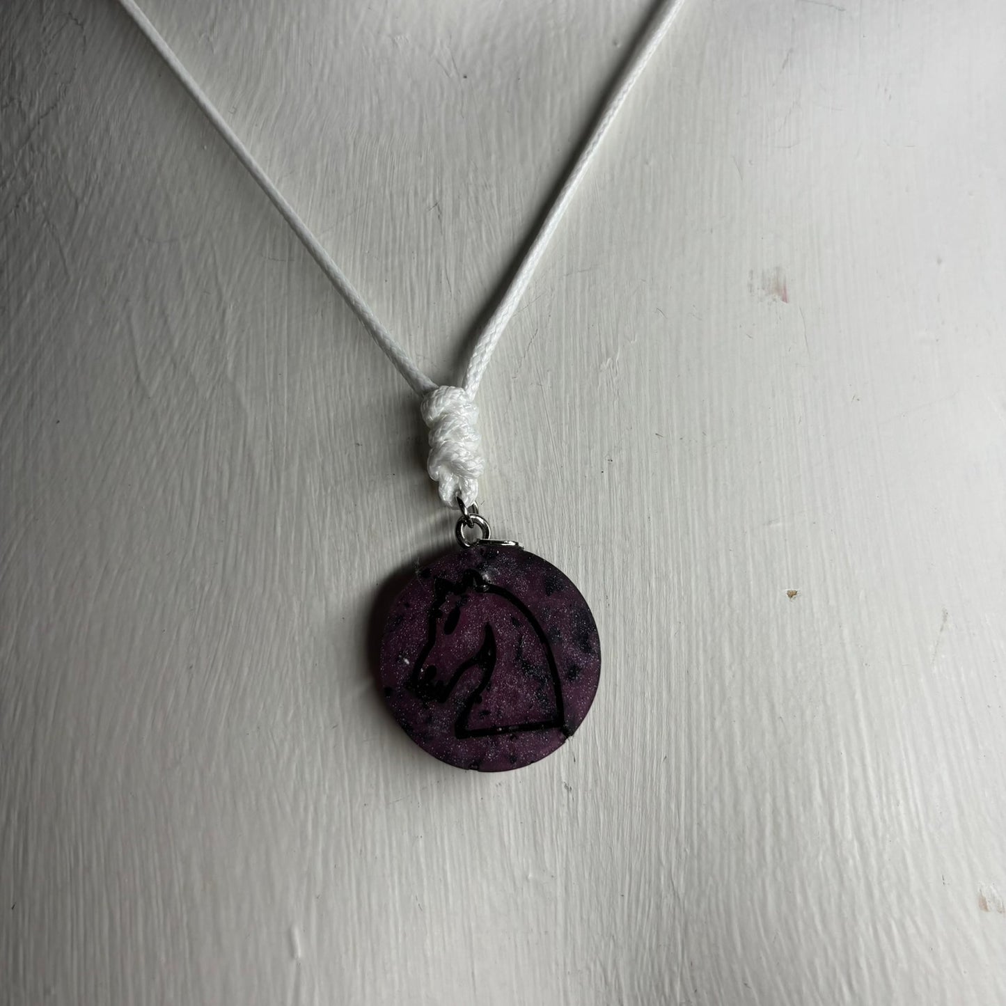 Hidden Purple Knight - Handmade Resin Chess Necklace