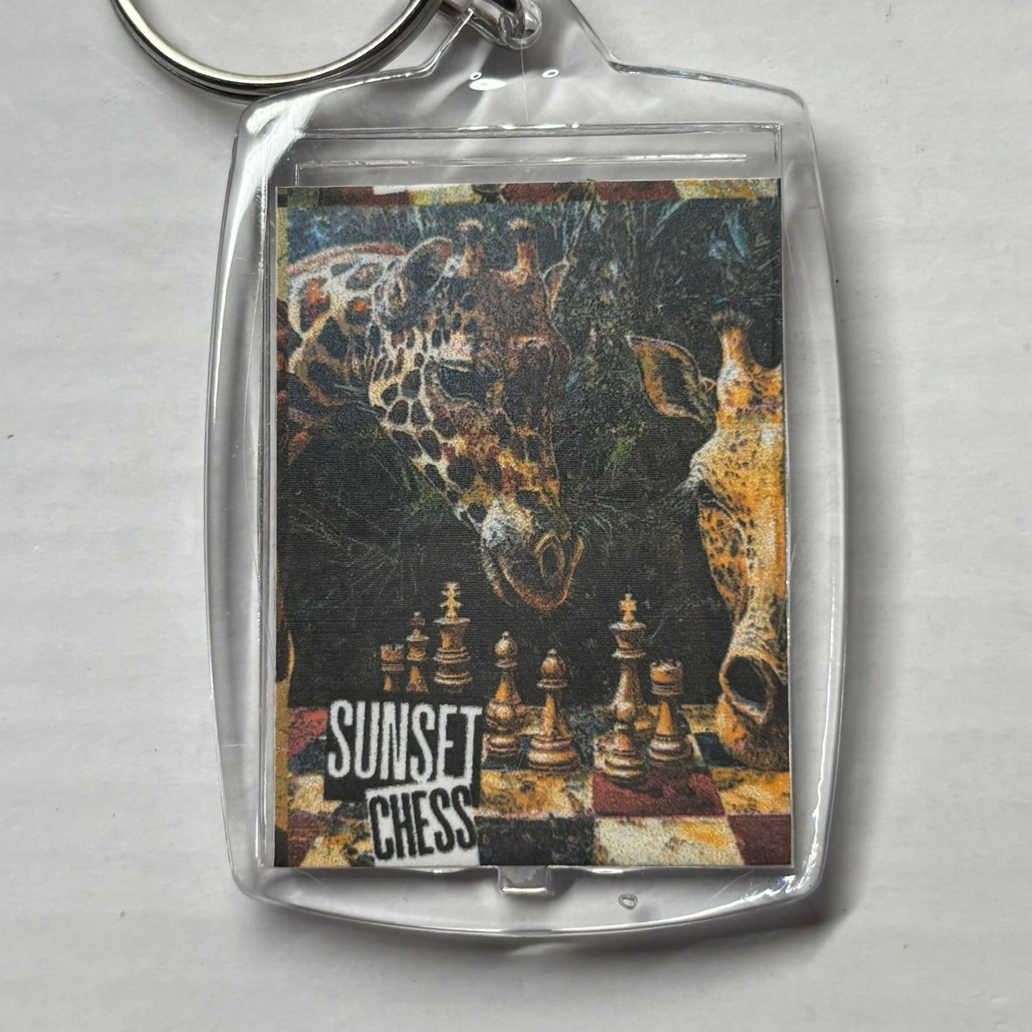 Giraffes - Chess  Photo Keychain