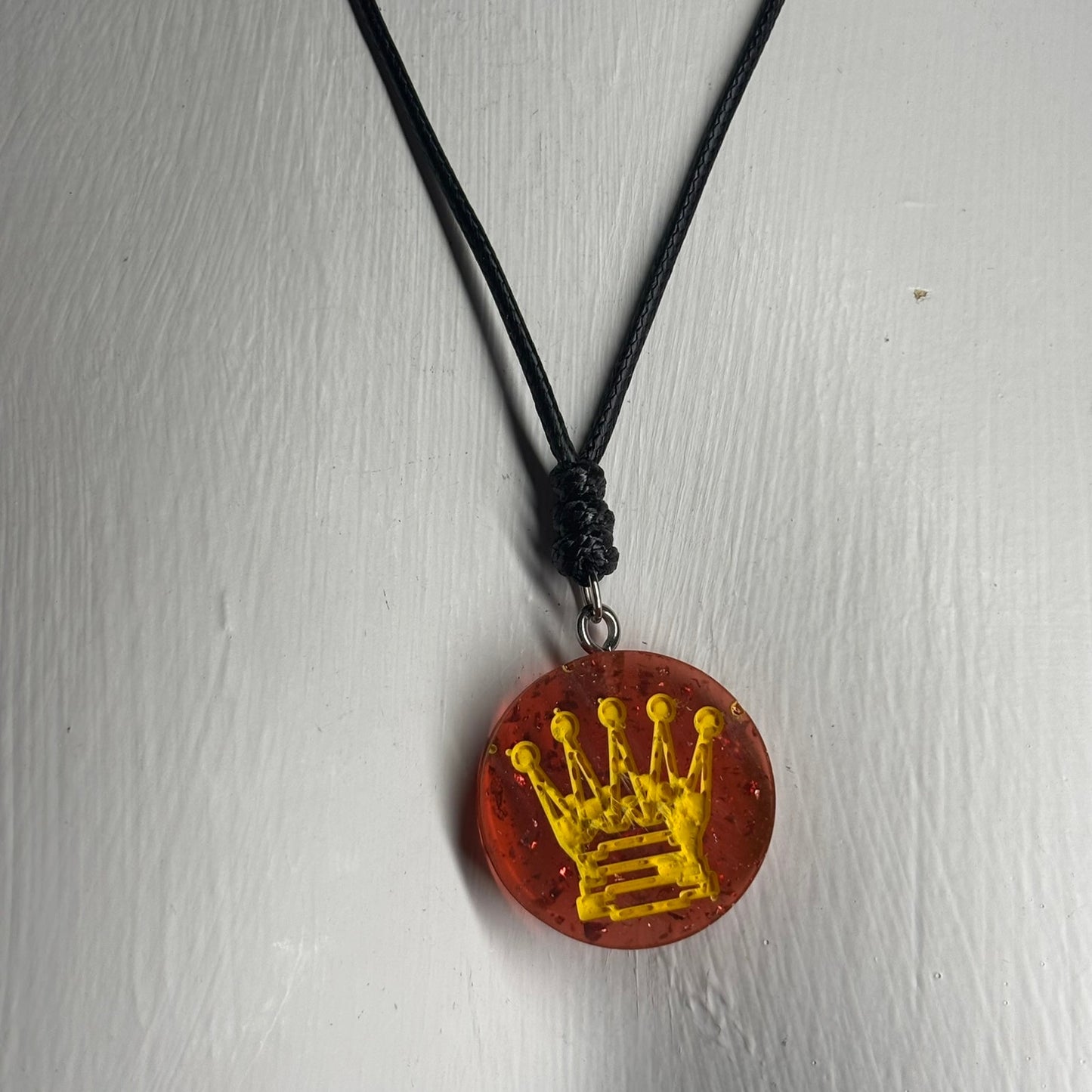 Crystal Red Queen - Handmade Resin Chess Necklace