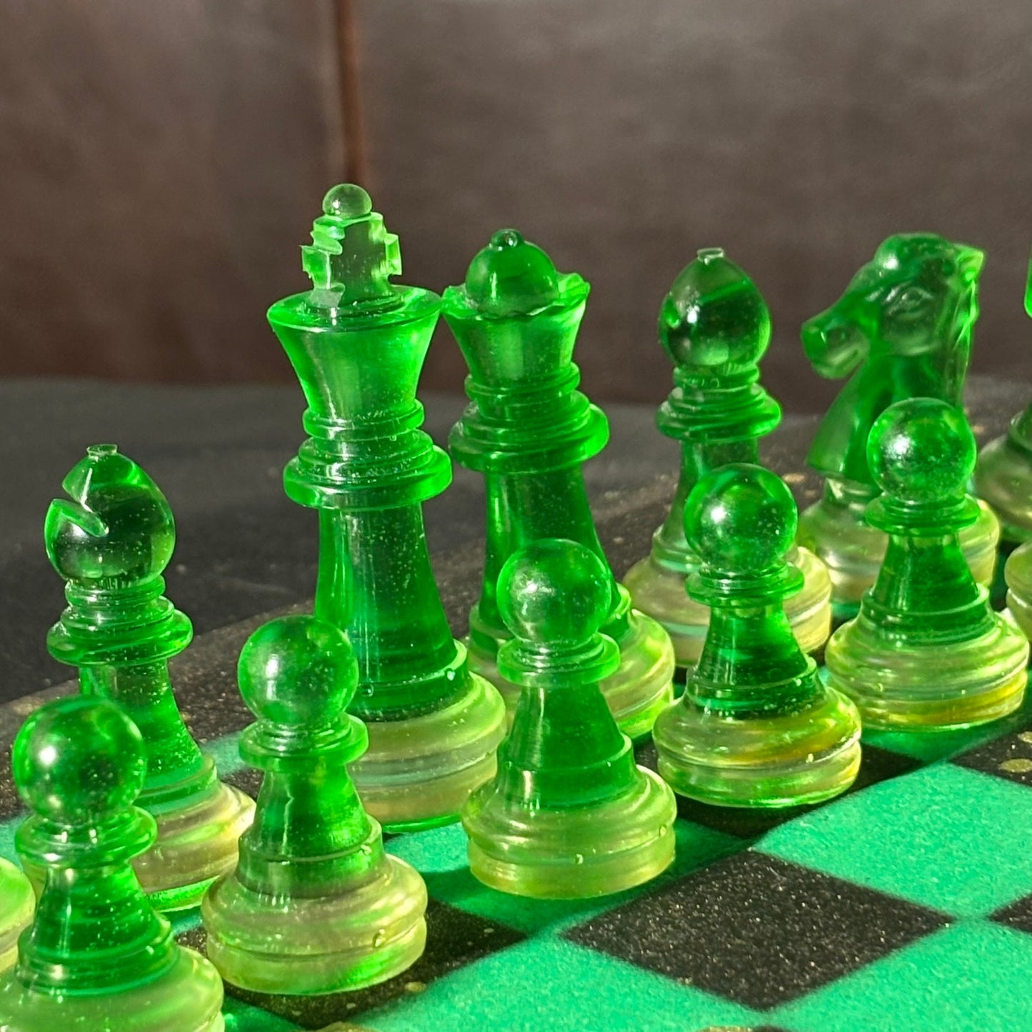 Golden Green - Painted Chess Set